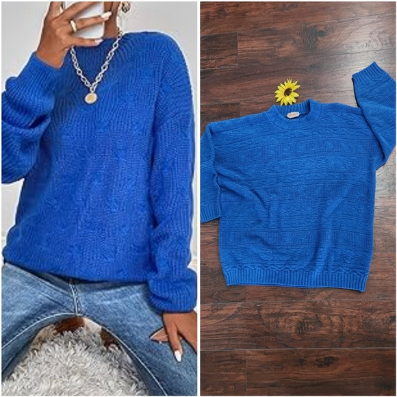 Vintage Sweaters - BLUE CREW VINTAGE OVERSIZED CHUNKY 💙 SWEATER 💙💙